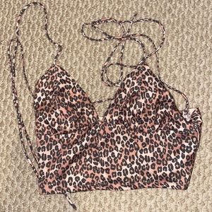 URBAN OUTFITTERS Satin Leopard Print Top